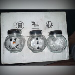 Set of Three Snowman Glass Jars